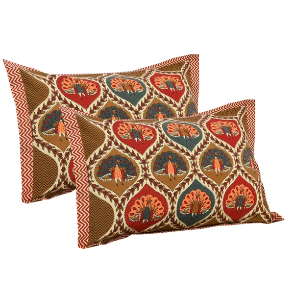 Red_Cotton_Rajwada_Shringar_Double_Bedsheet_With_Pillow_Cover_100_X_108_Cm